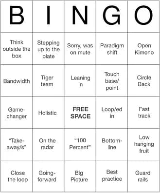 business bingo card