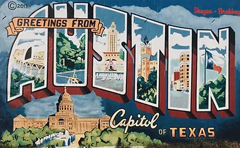 Greetings from Austin postcard mural